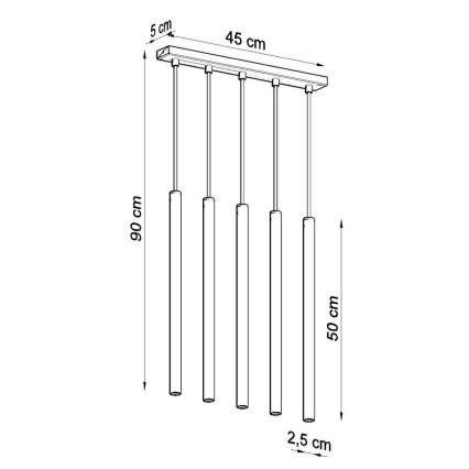 Luster na sajli PASTELO 5xG9/8W/230V bijela