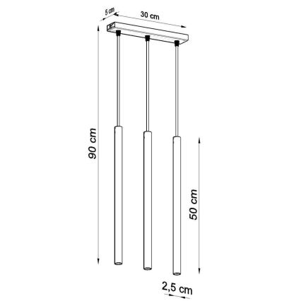 Luster na sajli PASTELO 3xG9/8W/230V crna