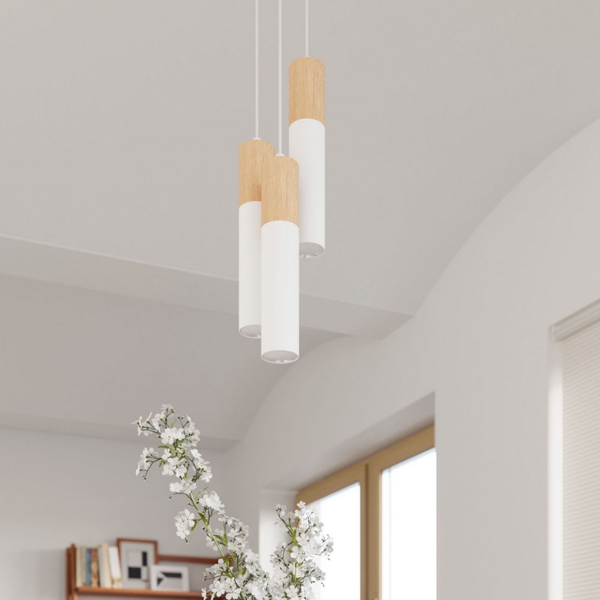 Luster na sajli PABLO 2xGU10/40W/230V bijela/bukva
