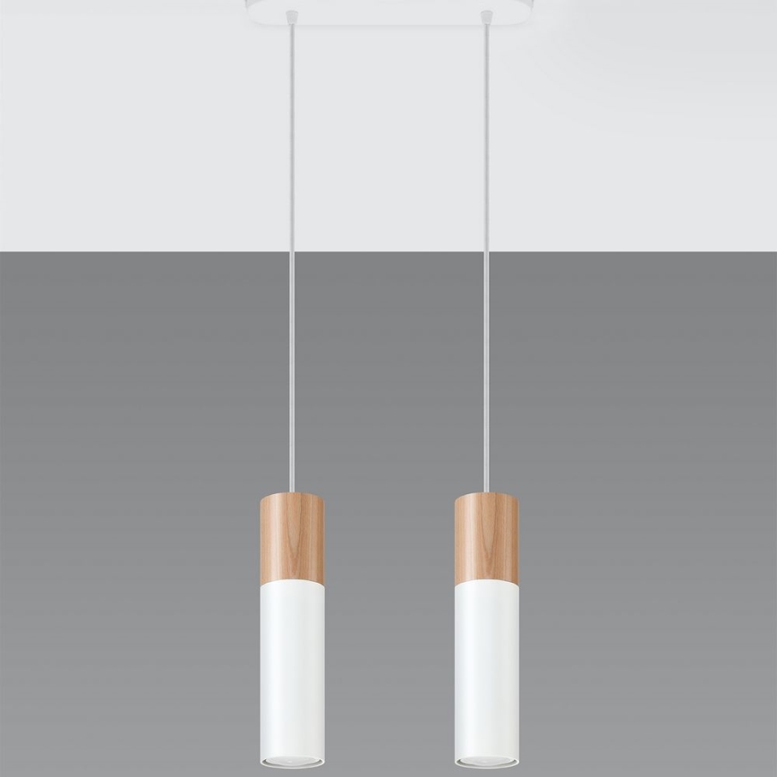 Luster na sajli PABLO 2xGU10/40W/230V bijela/bukva