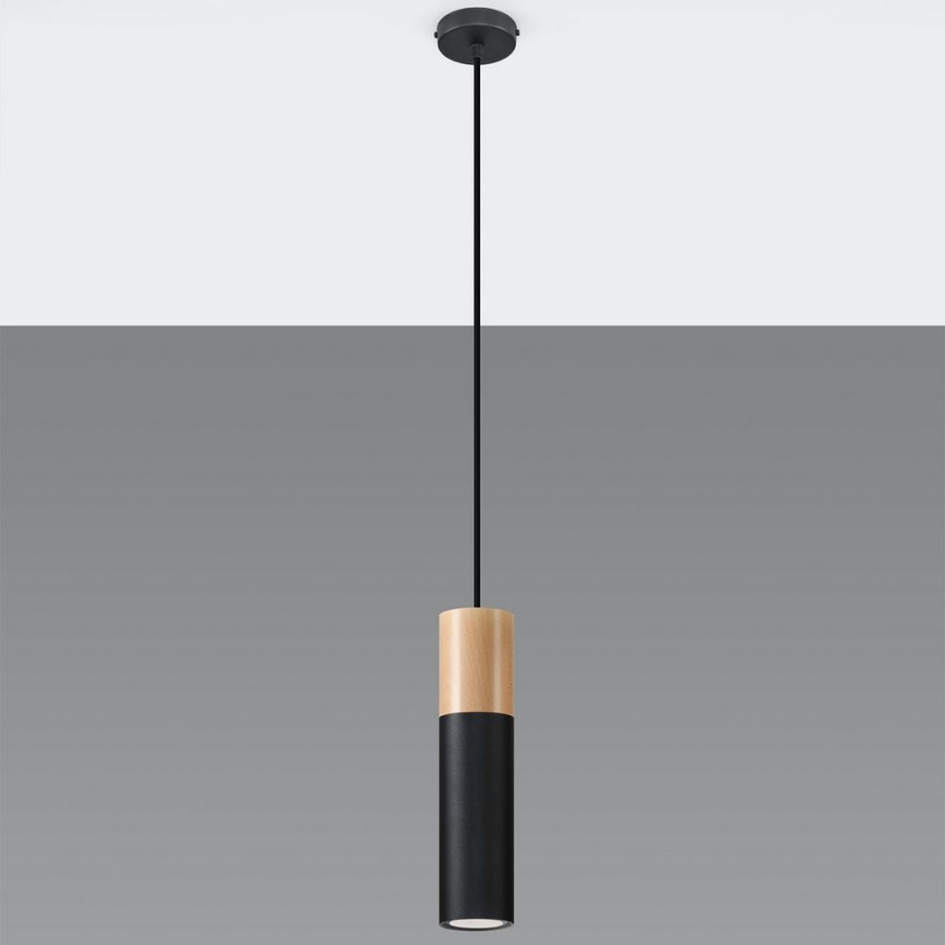 Luster na sajli PABLO 1xGU10/40W/230V crna/bukva
