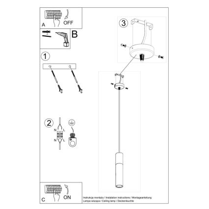 Luster na sajli PABLO 1xGU10/40W/230V crna/bukva