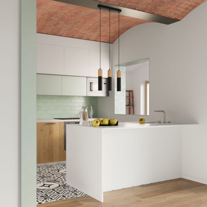 Luster na sajli PABLO 3xGU10/40W/230V crna/bukva