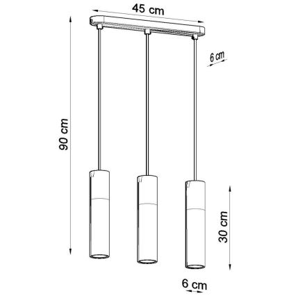 Luster na sajli PABLO 3xGU10/40W/230V crna/bukva