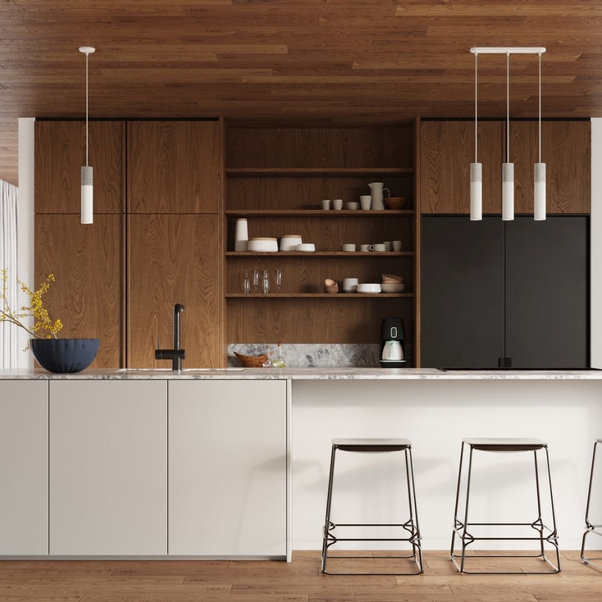 Luster na užetu BORGIO 1xGU10/40W/230V beton/metal bijela