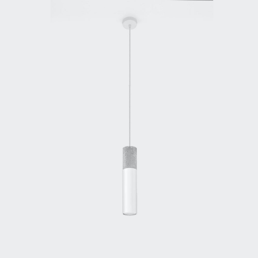 Luster na užetu BORGIO 1xGU10/40W/230V beton/metal bijela