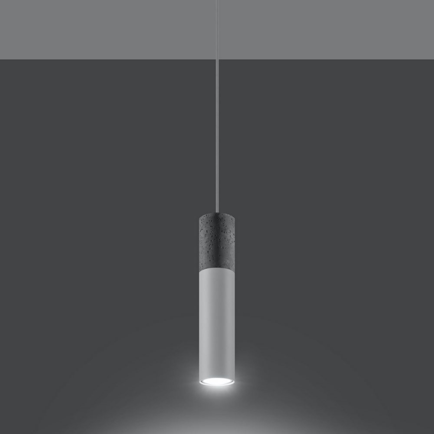 Luster na užetu BORGIO 1xGU10/40W/230V beton/metal bijela