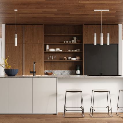 Luster na užetu BORGIO 3xGU10/40W/230V beton/metal bijela