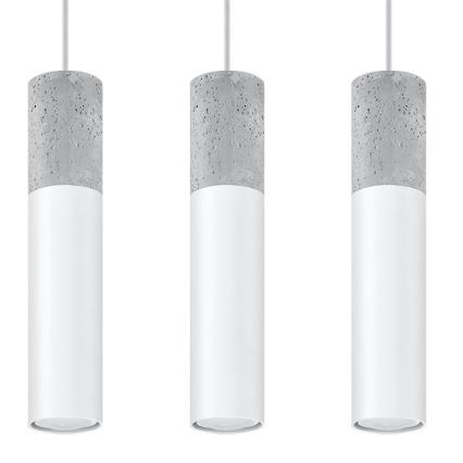 Luster na užetu BORGIO 3xGU10/40W/230V beton/metal bijela