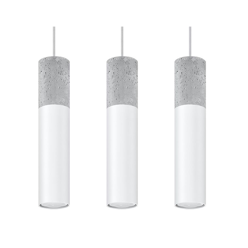 Luster na užetu BORGIO 3xGU10/40W/230V beton/metal bijela