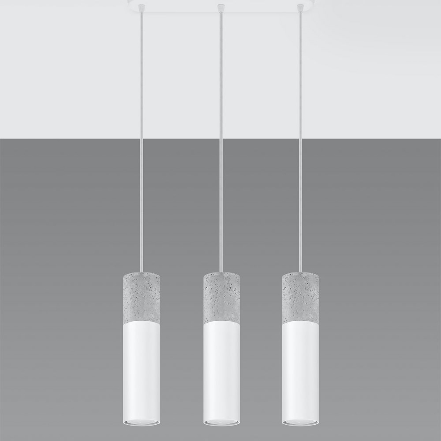 Luster na užetu BORGIO 3xGU10/40W/230V beton/metal bijela