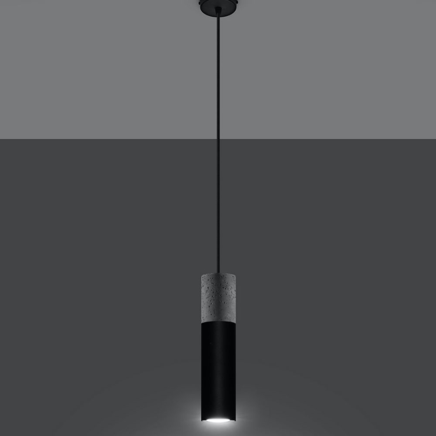 Luster na užetu BORGIO 1xGU10/40W/230V beton/metal crna