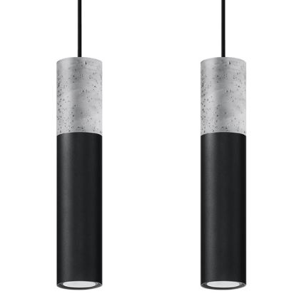 Luster na užetu BORGIO 2xGU10/40W/230V beton/metal crna