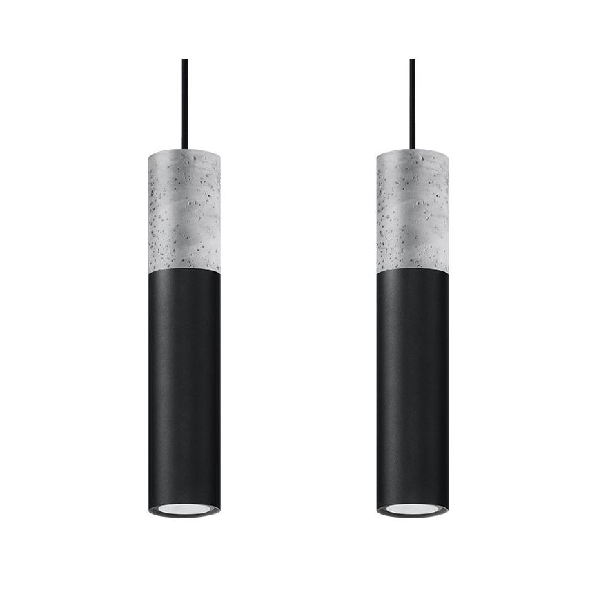 Luster na užetu BORGIO 2xGU10/40W/230V beton/metal crna