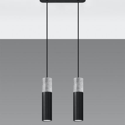 Luster na užetu BORGIO 2xGU10/40W/230V beton/metal crna