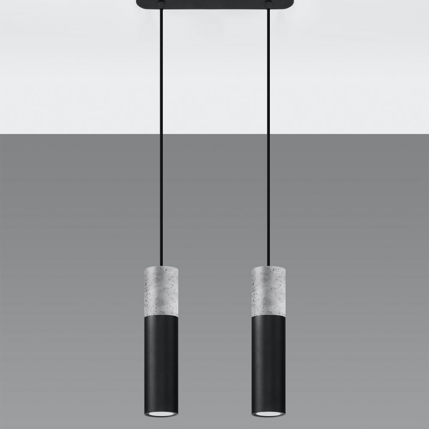 Luster na užetu BORGIO 2xGU10/40W/230V beton/metal crna