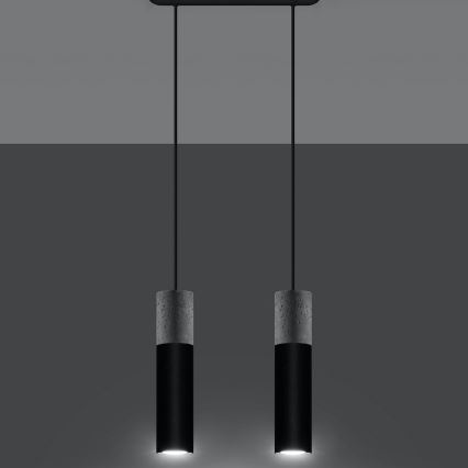 Luster na užetu BORGIO 2xGU10/40W/230V beton/metal crna