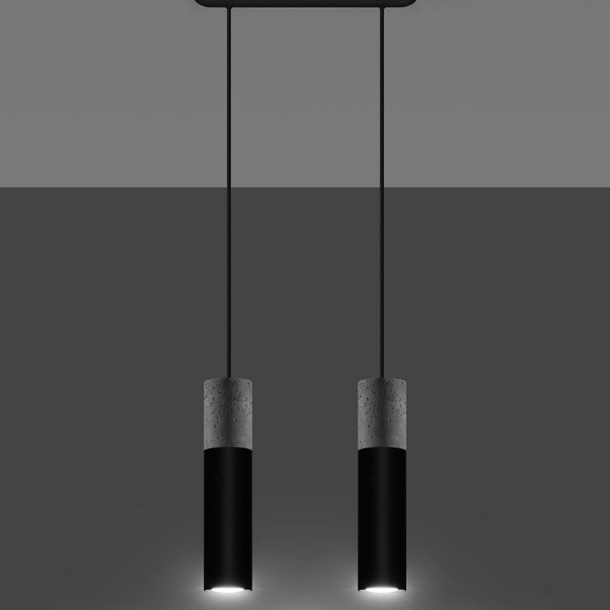 Luster na užetu BORGIO 2xGU10/40W/230V beton/metal crna