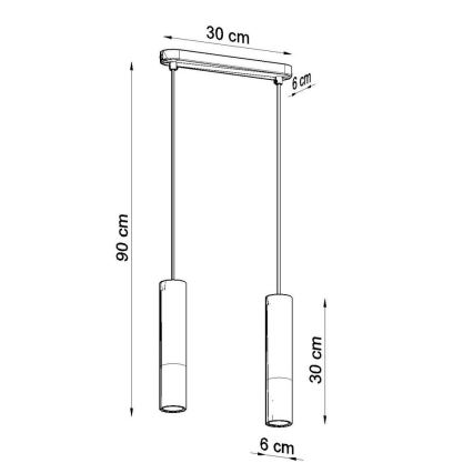 Luster na užetu BORGIO 2xGU10/40W/230V beton/metal crna