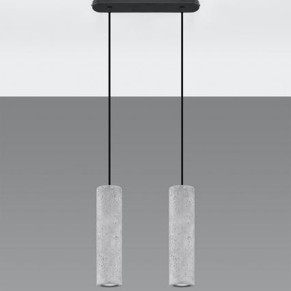 Luster na užetu LUVO 2xGU10/40W/230V beton/crna