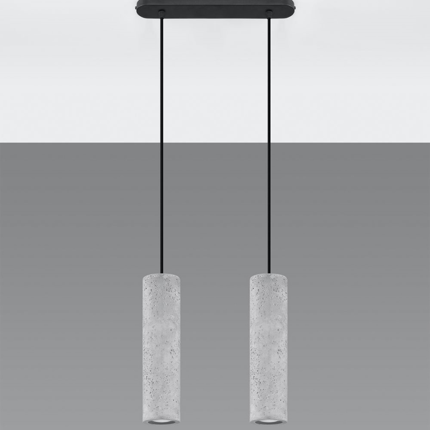 Luster na užetu LUVO 2xGU10/40W/230V beton/crna