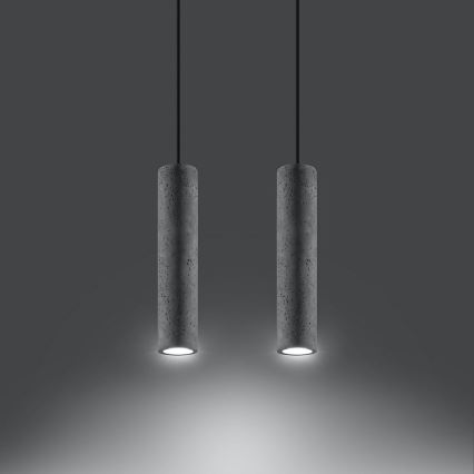 Luster na užetu LUVO 2xGU10/40W/230V beton/crna