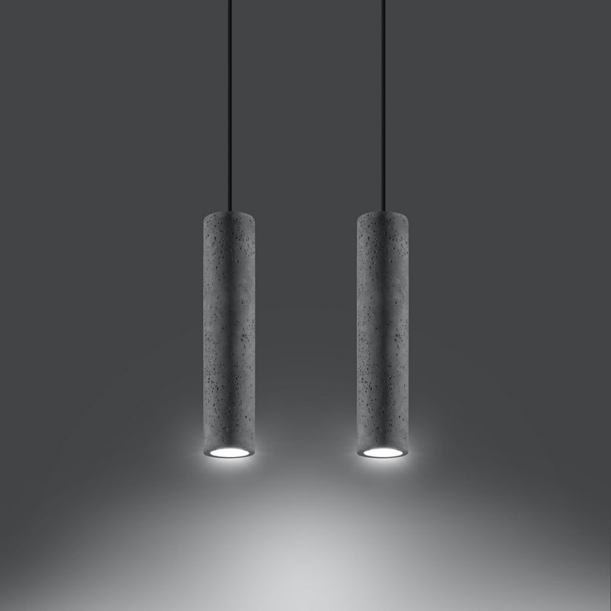 Luster na užetu LUVO 2xGU10/40W/230V beton/crna