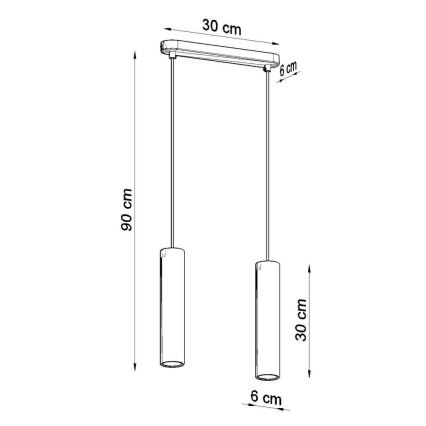 Luster na užetu LUVO 2xGU10/40W/230V beton/crna