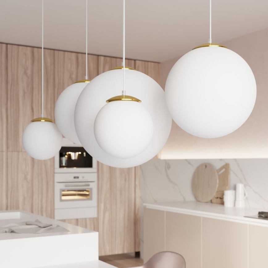 Luster na sajli TOYA 1xE27/60W/230V pr. 20 cm bijela/zlatna