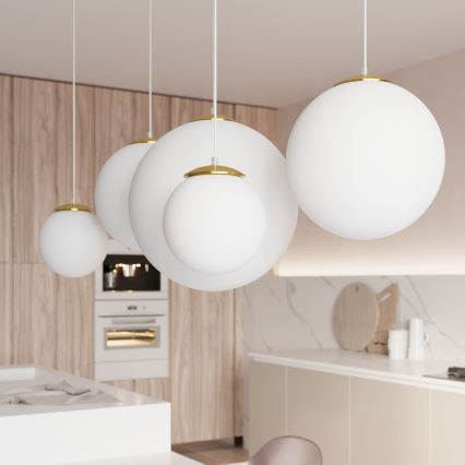Luster na kabelu TOYA 1xE27/60W/230V Ø 40 cm bijela/zlatna