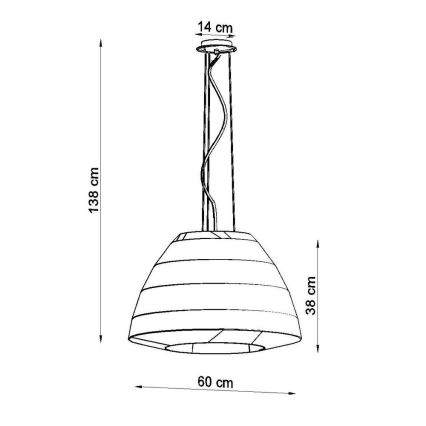 Luster na sajli BELLA 3xE27/60W/230V pr. 60 cm bijela