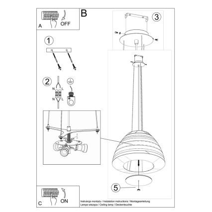 Luster na sajli BELLA 3xE27/60W/230V pr. 60 cm bijela