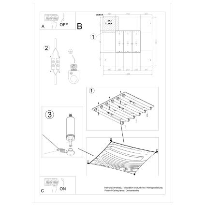 LED stropna svjetiljka LUNA 6xG13/8,5W/230V 140x140 cm bijela