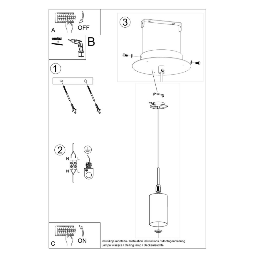 Luster na sajli OTTO 1xE27/60W/230V pr. 15 cm crna