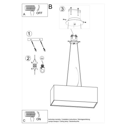 Luster na sajli SANTA BIS 3xE27/60W/230V 80 cm crna