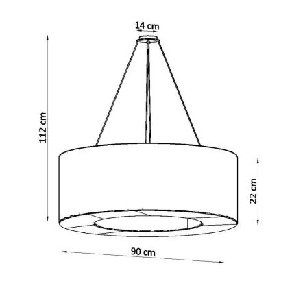 Luster na sajli SATURNO 8xE27/60W/230V pr. 90 cm bijela