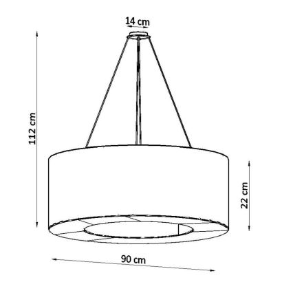 Luster na sajli SATURNO 8xE27/60W/230V pr. 90 cm crna