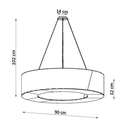 Luster na sajli SATURNO SLIM 8xE27/60W/230V pr. 90 cm crna