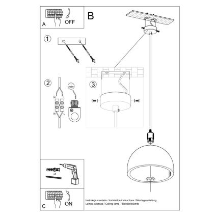 Luster na sajli PABLITO 1xE27/60W/230V