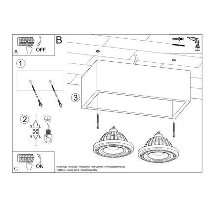 Stropna svjetiljka QUATRO AR111 2xGU10/40W/230V beton