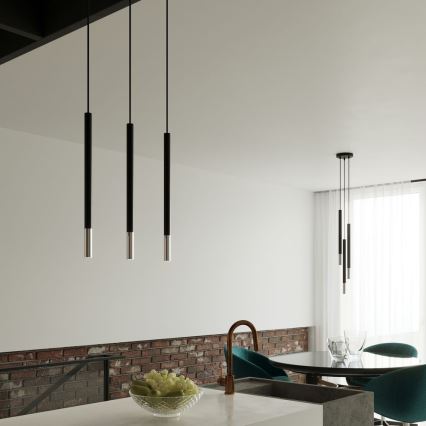 Luster na sajli MOSAIC 3xG9/12W/230V crna/sjajni krom