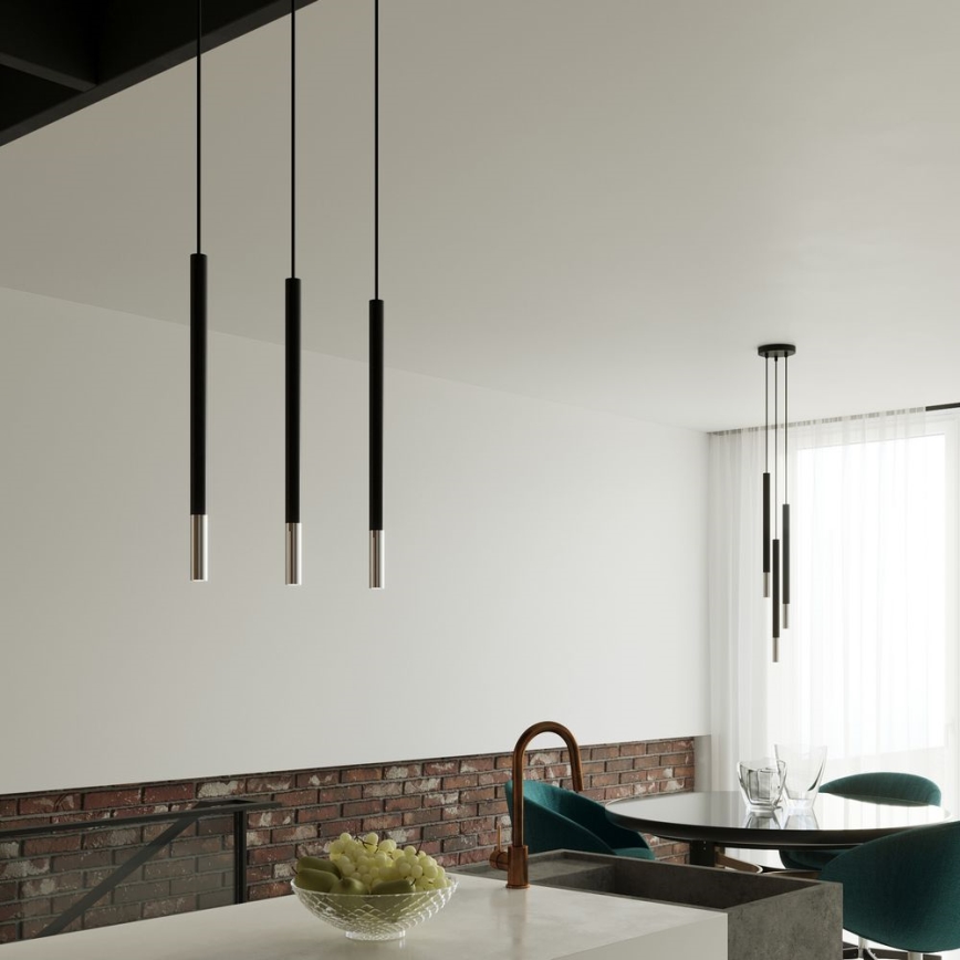 Luster na sajli MOSAIC 3xG9/12W/230V crna/sjajni krom