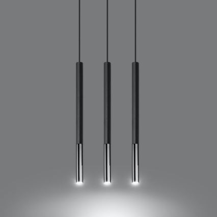 Luster na sajli MOSAIC 3xG9/12W/230V crna/sjajni krom