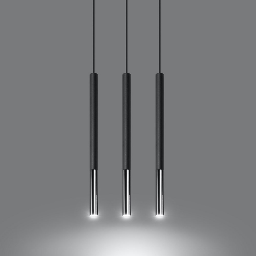 Luster na sajli MOSAIC 3xG9/12W/230V crna/sjajni krom