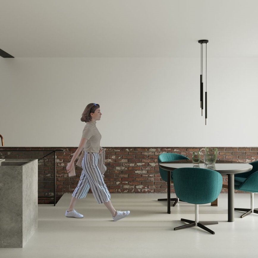 Luster na sajli MOSAIC 3xG9/12W/230V crna/sjajni krom