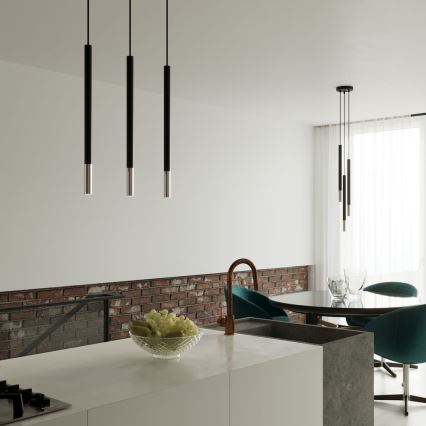 Luster na sajli MOSAIC 3xG9/12W/230V crna/sjajni krom