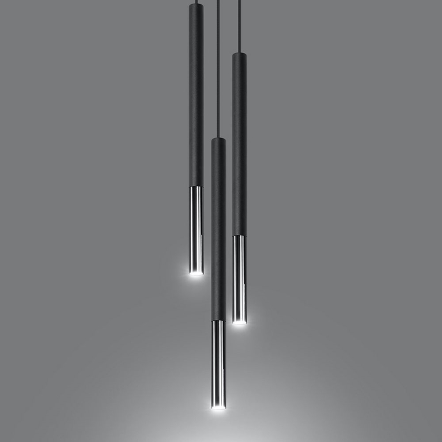 Luster na sajli MOSAIC 3xG9/12W/230V crna/sjajni krom
