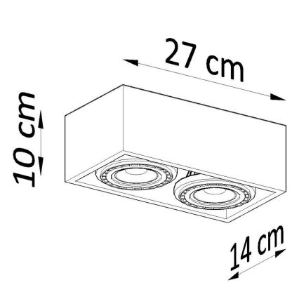 Stropna svjetiljka QUATRO AR111 2xGU10/40W/230V bukva