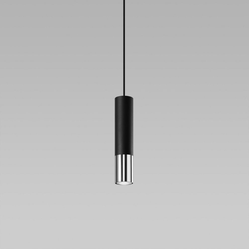 Luster na sajli LOOPEZ 1xGU10/10W/230V crna/sjajni krom