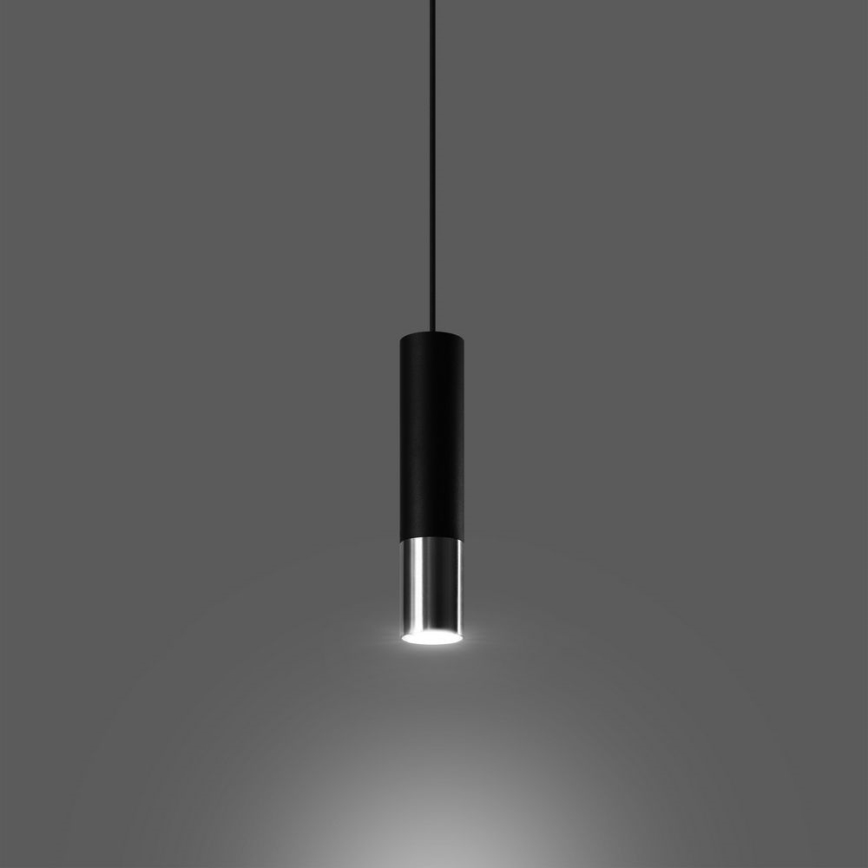 Luster na sajli LOOPEZ 1xGU10/10W/230V crna/sjajni krom